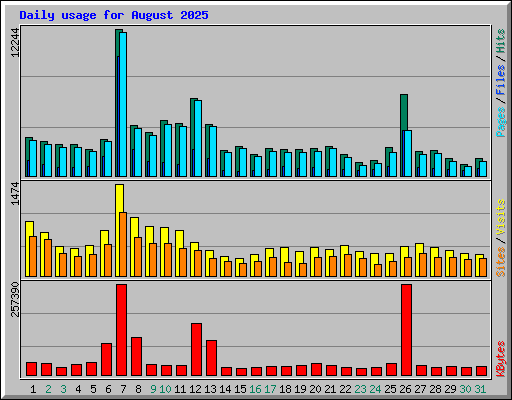 Daily usage for August 2025